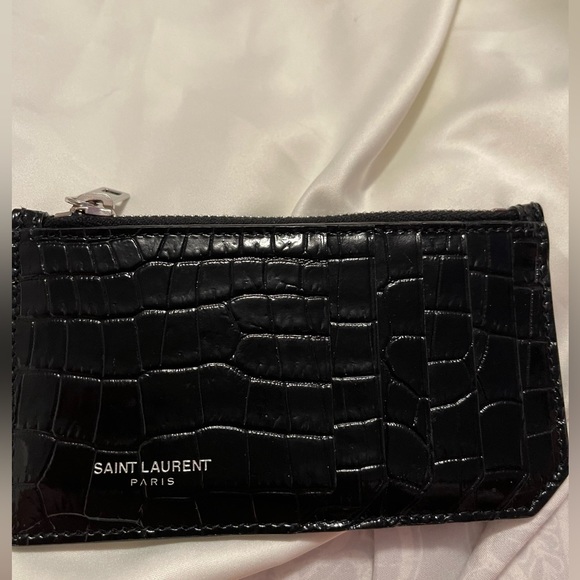 ❤️SOLD❤️SAINT LAURENT Fragments Zipped Card Case in Crocodile-Embossed Leather - Picture 6 of 6